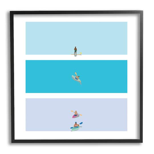 Stupell Industries Modern Paddle Boarding and Kayaks Athletes Summer Sports in Frame Wall Art